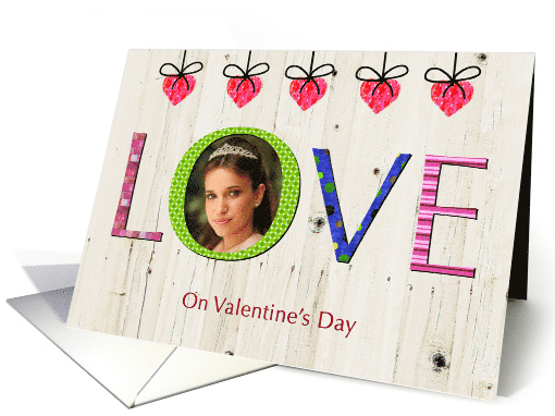 Valentine's Day Love Typography with Pink Hearts card (1659958)