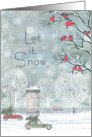 Christmas Let It Snow with Birds in Tree card