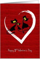 First Valentine’s Day as a Family with Black Cats in Heart card