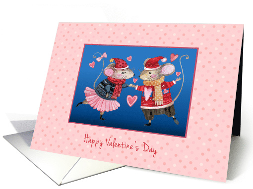 Valentine Pink Mice Dancing card (1662502)