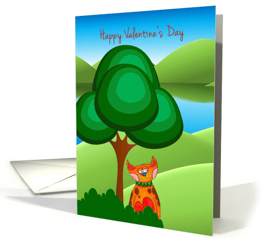 Valentine Colorful Cat in Field card (1662618)