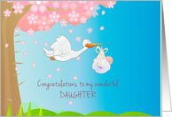 Pregnancy Congratulations for Daughter with Stork and Baby card