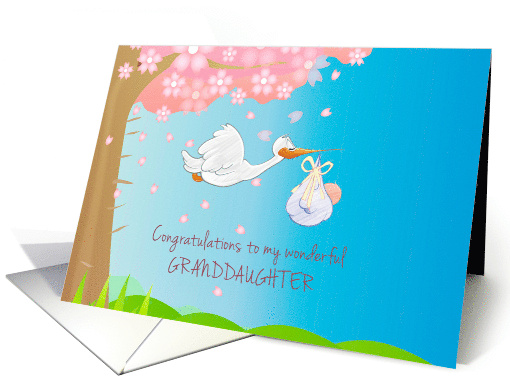 Pregnancy Congratulations for Granddaughter with Stork and Baby card