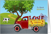 Valentine Truck with Hearts and Love Letters for Grandson card