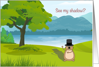 Groundhog Day with Groundhog Seeing his Shadow with Tree card
