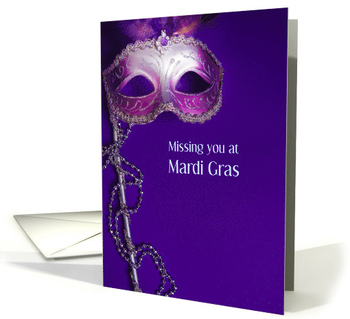 Mardi Gras Missing You Covid 19 with Purple Mask card (1669500)