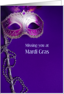 Mardi Gras Missing You Covid 19 with Purple Mask card