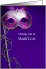 Mardi Gras Missing You Covid 19 with Purple Mask card