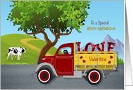 Valentine Truck with Hearts and Love Letters for Great Grandson card