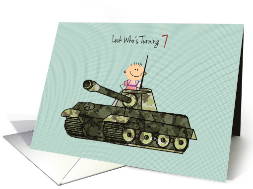7th Birthday Boy with Camouflage Tank card (1689852)