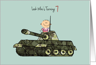7th Birthday Boy with Camouflage Tank card