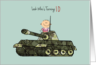 10th Birthday Boy with Camouflage Tank card