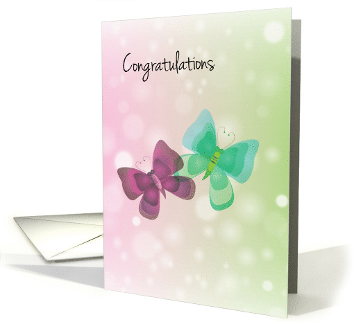 Congratulations on Custody of Twin Boy and Girl with Butterflies card