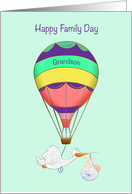 Adoption Family Day with Stork and Baby in Hot Air Balloon card