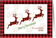 APRN Merry Christmas with Red Reindeer and Snowflakes card