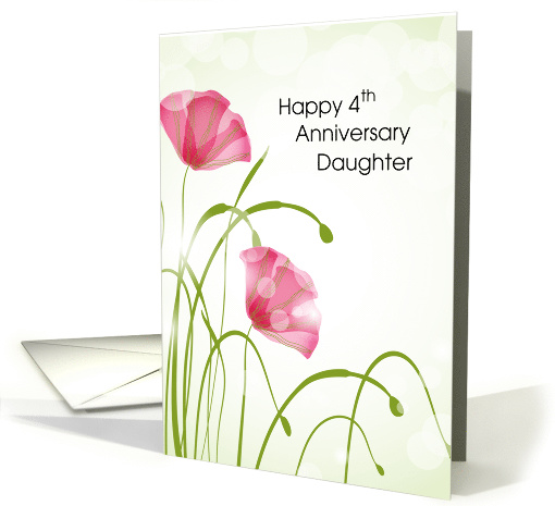 4th Anniversary Reuniting with Daughter with Pink Poppies card