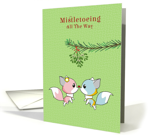 Mistletoe Christmas with Pink and Blue Foxes card (1715534)