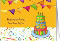 Birthday for Great Great Nephew with Colorful Birthday Cake card