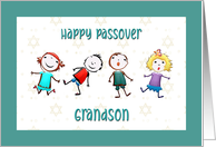 Happy Passover for Grandson with Children Jumping card