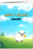 Happy First Passover for Girl Custom Name with Lamb card