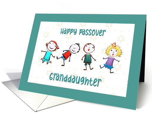 Happy Passover for Granddaughter with Children Jumping card (1729800)