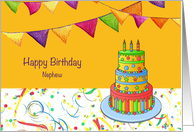 Birthday for Nephew with Colorful Birthday Cake card