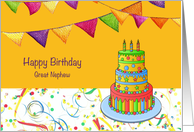 Birthday for Great Nephew with Colorful Birthday Cake card