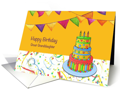 Birthday for Great Granddaughter with Colorful Birthday Cake card