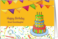 Birthday for Great Granddaughter with Colorful Birthday Cake card