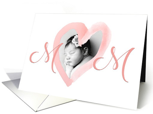 Mother's Day with Customized Pink Heart Photo card (1733538)