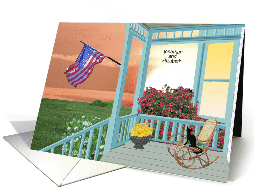 Anniversary on Memorial Day with Porch and Flag card (1733810)