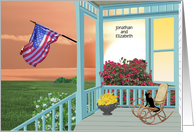 Anniversary on Memorial Day with Porch and Flag card