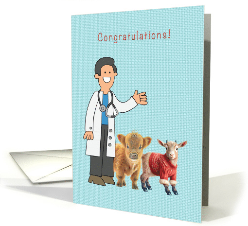 Congratulations White Coat Veterinarian Graduation Large Animals card