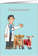 Congratulations White Coat Veterinarian Graduation Large Animals card