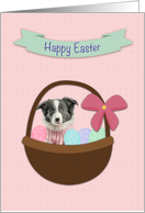 Happy Easter with Dog in Easter Basket card