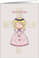 First Communion Save the Date for Girl card