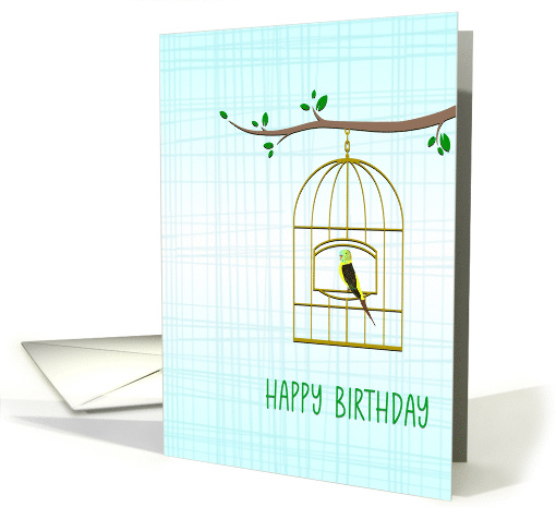 Happy Birthday with Parakeet in Golden Cage card (1757320)
