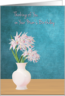 Remembrance of Mum on Birthday with Pink Orchids card