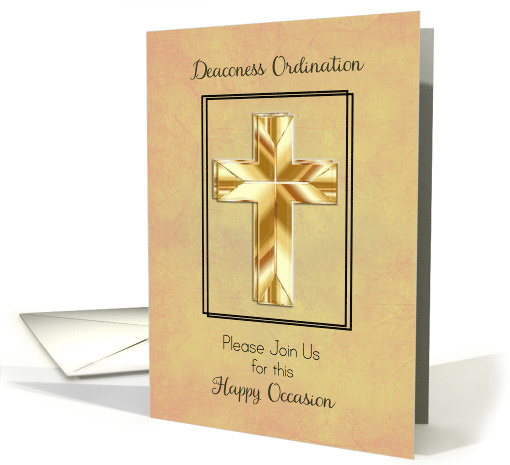 Deaconess Ordination Invitation with Religious Gold Cross card