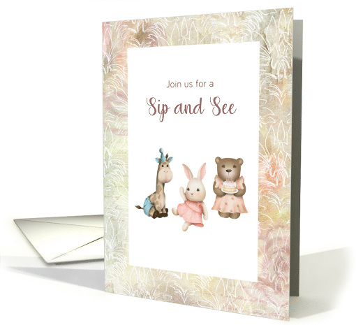 Sip and See Invitation with Baby Animals card (1765082)
