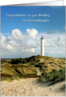 Beach Wedding for Great Granddaughter with Lighthouse card