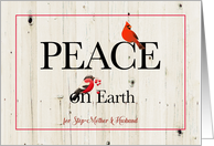 Christmas Peace on Earth with Red Birds for Step Mother and Husband card
