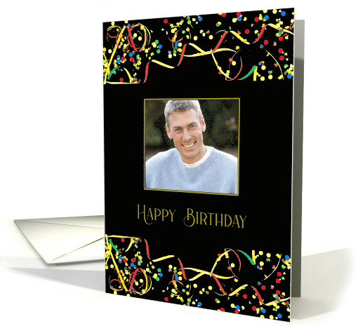 Birthday Male Cousin Photo Card with Colorful Streamers card (1801934)