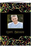 Birthday Male Cousin Photo Card with Colorful Streamers card