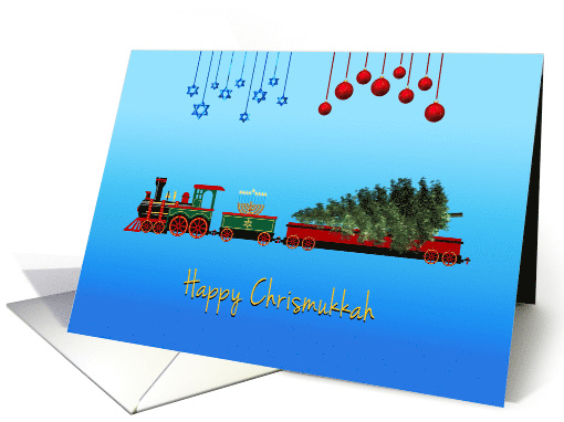 Chrismukkuh Train with Tree and Menorah card (1810982)