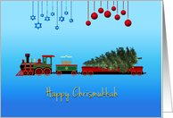 Chrismukkuh Train with Tree and Menorah card