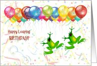 Leap Year Birthday with Jumping Frogs card