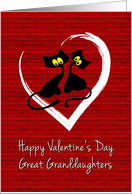 Valentine Twin Great Granddaughters with Black Cats in Heart card