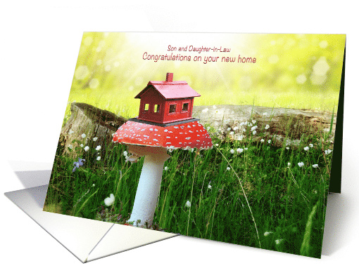 Congratulations on Your New Home Birdhouse on Mushroom card (1832040)