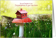 Congratulations on Your New Home Birdhouse on Mushroom card